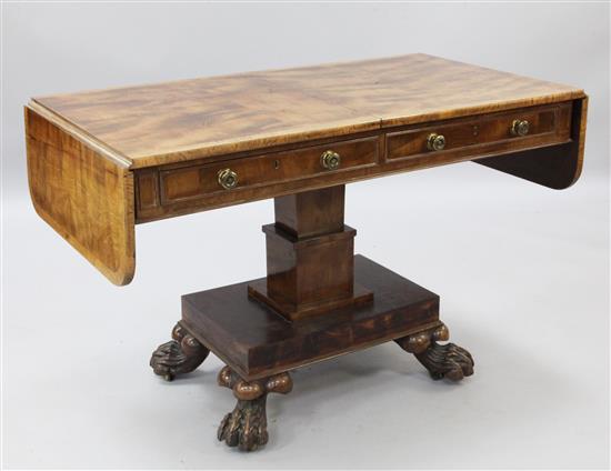 A Regency satinwood sofa table, W.3ft 9in. D.2ft H.2ft 5in.